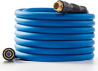 5/8" Hot/Cold Water Hose 50ft, -50℉ To 190℉ Heavy Duty,Flexible,Burst 600 Psi 3/4" Brass Fittings with Swivel Grip Handle for Outdoor,Yard, Farm, Blue