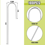 Pelopy 100 Pcs 5/8" Irrigation Drip Tubing Stakes 5 in J-Shaped Landscape Staples Garden Drip Line Stakes Soaker Hose Pins for Lawn Plant Yard Fence Ground Drips Systems, Sliver