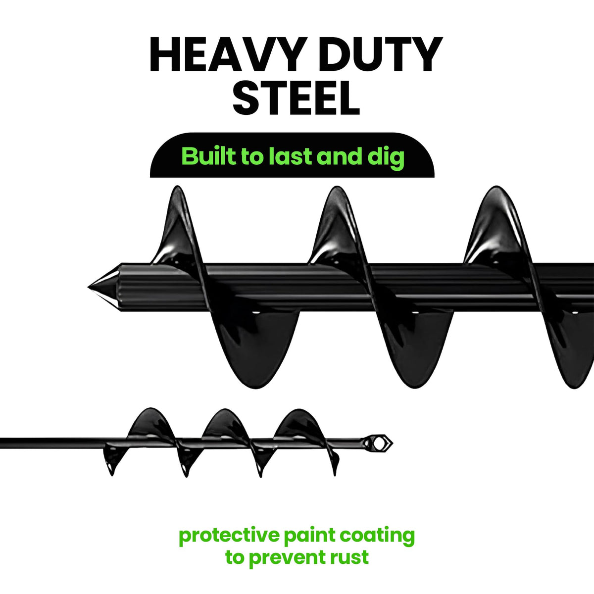 K-Brands Auger Drill Bit for Planting 2 Pack 1.6 x 16 Inch & 3.5 x 16 Inch Set – Garden Spiral Hole and Bulb Planter Tool for Umbrella Holes - Compatible with 3/8 Inch Hex Drive