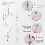 118 inches Modern Glam Crystal Chandelier for High Ceiling LED Dimmable Ceiling Pendant Light Staircase Foyer Enterway Living Room Chandelier Lighting Brushed Nickel 12 Lights