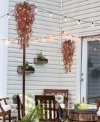 RECUTMS 4Pcs Fake Ferns Artificial Hanging Plants with 30 LED Lights Ivy Flowers Large Faux Hanging Plant for Indoor Outdoor Room Garden Porch Wedding Party Decorations (Fuchsia)