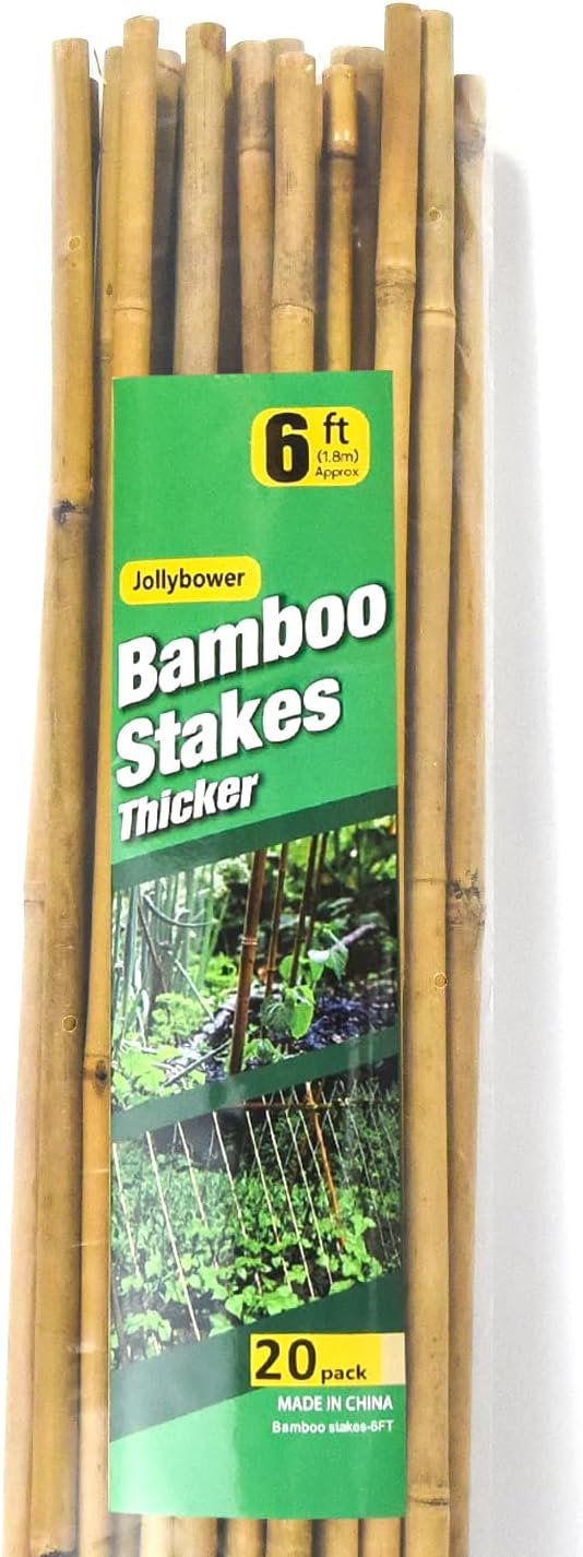 20pcs 5/8" D Thicker Heavy Duty Bamboo Stakes, 6FT Plant Stakes, Natural Garden Stakes for Tomato, Bean, Flowers,Trees Potted and Climbing Plant Support