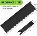 6PCS Galvanized Steel Landscape Edging Kit, 40" L x 12.5" H (20ft Total) Steel Landscape Lawn Edging for Lawn Yard, Coated Bendable Metal Strips, No-Dig Hammer-in Edging Border w/7Clips