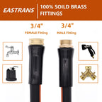 EASTRANS Short Garden Hose 10 ft x 5/8", Heavy Duty Water Hose with 3/4" Solid Brass Connector for All-weather Outdoor, Black & Orange