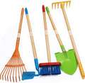 Kids Shovel, Rake for Leaves, Spade, Hoe and Broom, 5Pcs Kids Garden Tools, Gardening Yard Outdoor Toy Gifts for Boys Girls Age 3 4 5 6 7 8 Years Old