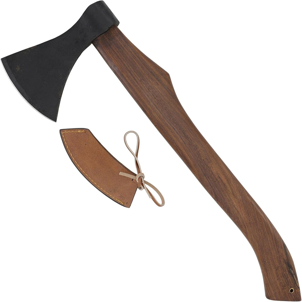 Armory Replicas™ Viking Saga Traditional Wooden Battle Axe Hand-Forged Iron Steel Blade, Rustic Finish, Fully Functional, 20.5” Overall Length Perfect for Camping, Reenactments, and Cosplay