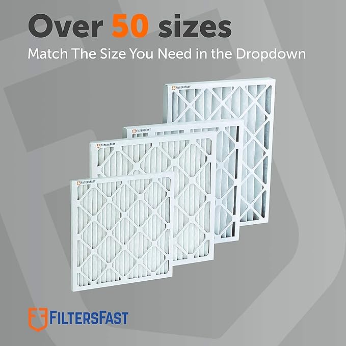 Filters Fast 18x18x1 Air Filter MERV 8, 1" AC Furnace Air Filters, Made in the USA, Actual Size: 17.75"x17.75”x0.75”, 6 Pack