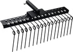48" Durable Pine Straw Rake Steel Spring Landscape Rake Fits 2" Receiver for Lawn Tractors or ATV/UTV Black