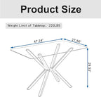 47.24" Rectangular Glass Dining Table Modern Kitchen Glass Top Table for 4 with Black Metal Legs, Clear Dining Table Kitchen Table for Home Office Dining Room