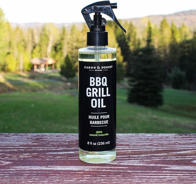 CARON & DOUCET - BBQ Grill Cleaner Oil | 100% Plant-Based & Vegan | Best for Cleaning Barbeque Grills & Grates | Use with Wooden Scrapers, Brushes, Accessories & Tools | Great Gift for Dad! (2X 8oz)