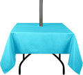 Outdoor Tablecloth Wrinkle-Free Stain Resistant Waterproof Polyester Fabric Table Cover with Zipper Umbrella Hole for Picnic/Party/Dinner/Patio Garden(60×60inch Square,Zippered,Aqua)
