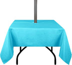 Outdoor Tablecloth Wrinkle-Free Stain Resistant Waterproof Polyester Fabric Table Cover with Zipper Umbrella Hole for Picnic/Party/Dinner/Patio Garden(60×60inch Square,Zippered,Aqua)