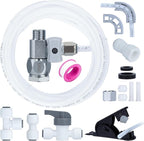 Refrigerator Water Line Kit Connection and 1/4 Compression Ice Maker Installation Kit,1/4" OD Tubing with Quick Connect for Fridge IceMaker RO Systems Water Filters Faucet,+Feed Water Adapter 25ft