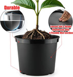 3 Gallon Plastic Nursery Pots, 10 Inch Round Plant Pots with Drainage Holes, 10 Pack Planting Pot for Outdoor Indoor Plants, Gardening Gifts for Women, Black