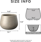 Kante Curva Series Planter, 14.8 Inch Round Concrete Garden Pot with Draiange Hole and Rubber Plug, Suitable for Indoor Plants, Home, Garden, Patio, Weathered Concrete
