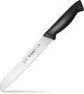 8 Inch Cuisine Pro Serrated Bread Knife, Premium Stainless Steel Wave Edge Razor Sharp Blade Knife for Bread, Dishwasher Safe, NSF Certified, Black