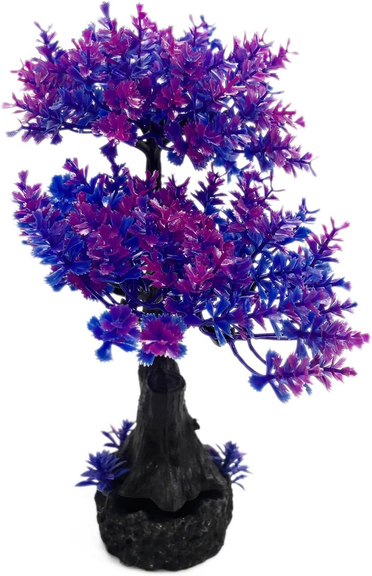 Mipukbay Aquarium Plants Tree - Purple Artificial Plastic Fish Tank Decor, Realistic Ornament Safe for Fish & Shrimp, Low-Maintenance Aquascaping Plants for Freshwater/Saltwater Tank Landscaping