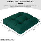 Outdoor Chair Cushions 19 x19 Inch,Water Resistant Tufted Seat Cushions 19",Reversible,Weather Resistant,Rounded Back Wicker Chair Cushion for Patio Garden Furniture(Blackish Green)
