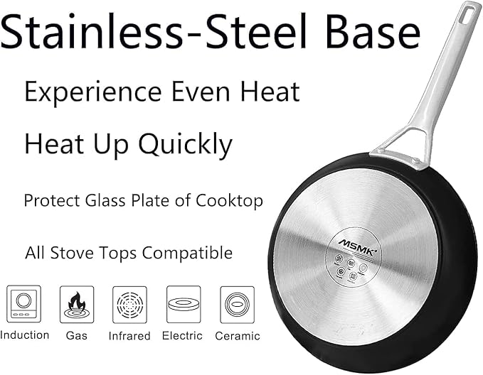 MsMk Small Egg Pan，8 1/2 inch Titanium and Ceramic Nonstick Omelette Pan，Small Frying Pan Safe for Induction，Scratch-resistant，Oven Safe to 700°F Pan for Cooking, Dishwasher Safe