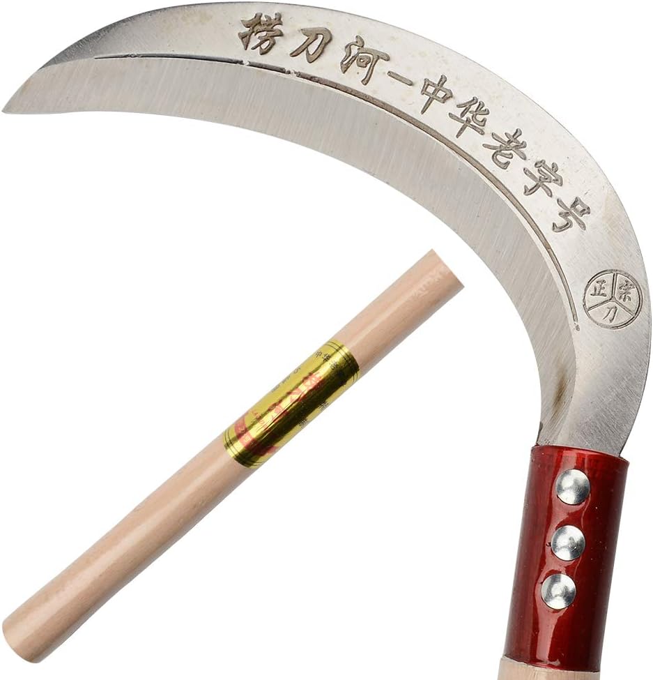 KEYI Steel Grass Sickle,Clearing Sickle,Manganese Steel Blade/Hardwood Handle Hand held Sickle Tool - Multipurpose Gardening Weeding Grass Sickle and Farming Portable Safety Sickle