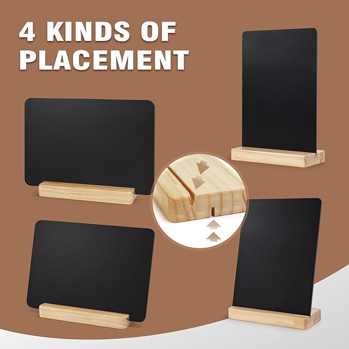 SELEAD Small Chalkboard Words Sign - 3 Pack 6x8 Inch Tabletop Decorative Chalk Board with Wooden Stand, Mini Double-Sided Erasable Message Menu Board for Food, Business, Wedding, Party