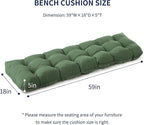 IPYNBAP Outdoor Bench Cushion, 59x18x5 Inch, Waterproof Bench Cushion for Outdoor/Indoor Furniture, Tufted Patio Bench Seat Cushion, Fade Resistant Outdoor Cushions for Porch Swing Couch, Dark Green