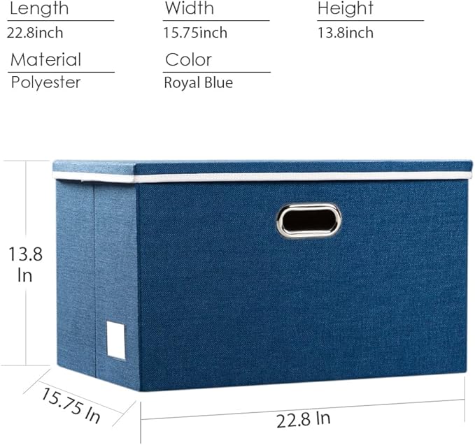 PRANDOM Extra Large Collapsible Storage Bins with Lids [5-Pack] Linen Fabric Foldable Storage Baskets Boxes Organizer Containers Cube with Cover for Bedroom Closet Office Nursery (22.8x15.75x13.8)