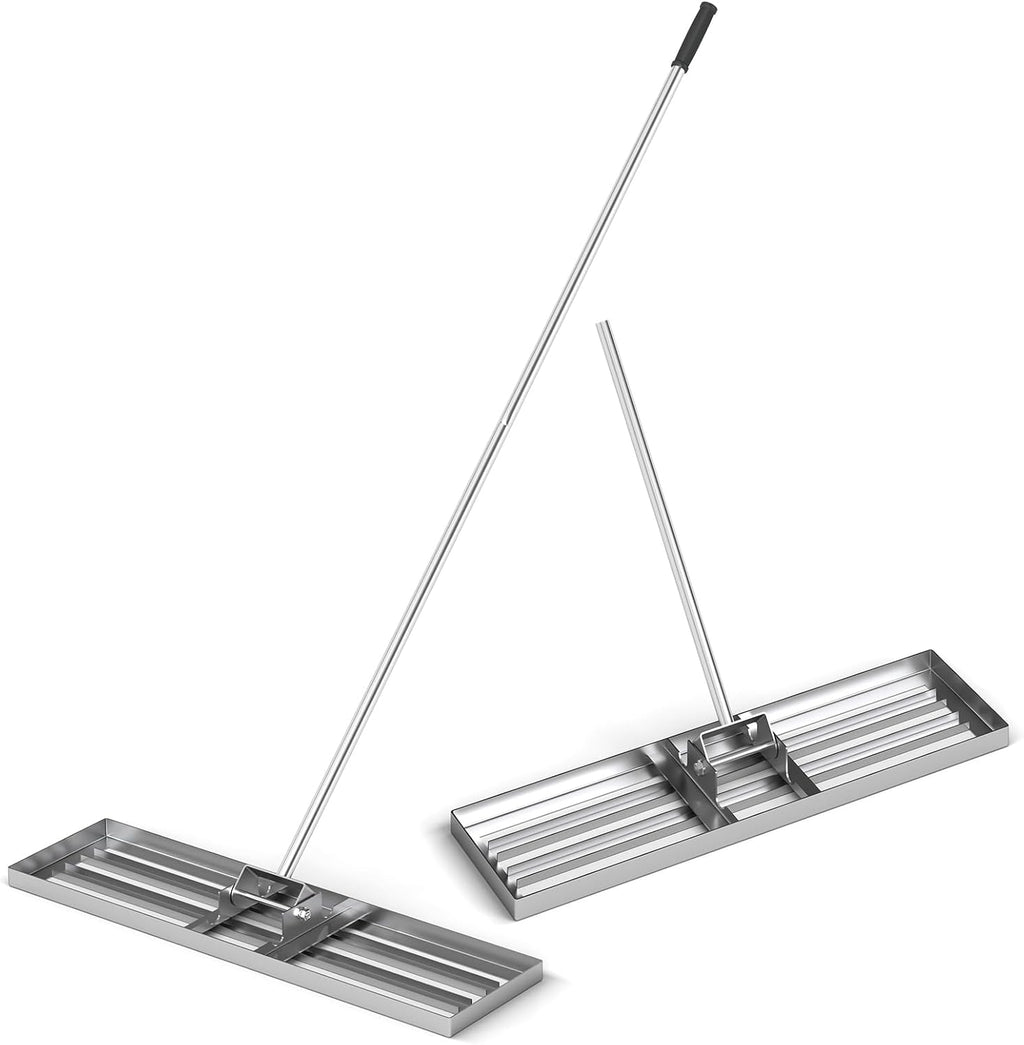 Goplus Lawn Leveling Rake, 36" x 10" Heavy Duty Level Lawn Tool w/ Ergonomic Handle for Soil, Effort-Saving Landscape Rake for Garden, Backyard, Golf Course, Farm, Pasture, Silver