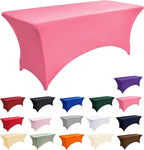 2-Pack 8ft Spandex Table Covers for Rectangle Folding Tables - Washable Elastic Tablecloth - Ultimate Fitted Table Protector for Birthday Parties, Trade Shows, Banquet