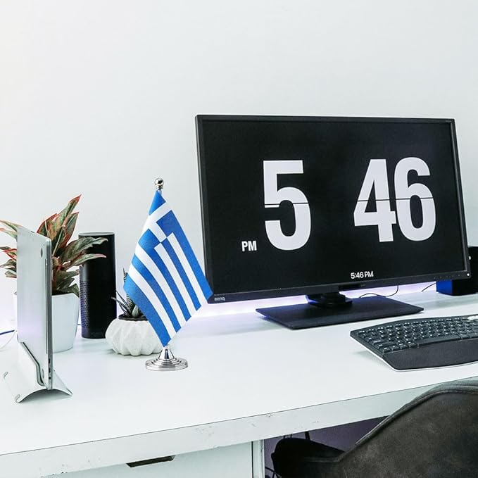 Greece Flag Greek Flags, Small Mini Greek Desk Flag, Used for Table Office Classroom Home Patriotic Events Decorations