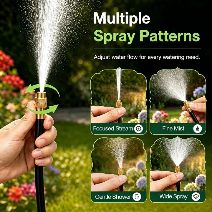 Pro-Series Drip Irrigation System, 200FT 1/4" Garden Watering System with 32pcs 360° Bendable Copper Nozzles, Leak-Free Quick-Connect Misting Sprinkler Kit for Patio, Raised Beds, Yard, Greenhouse