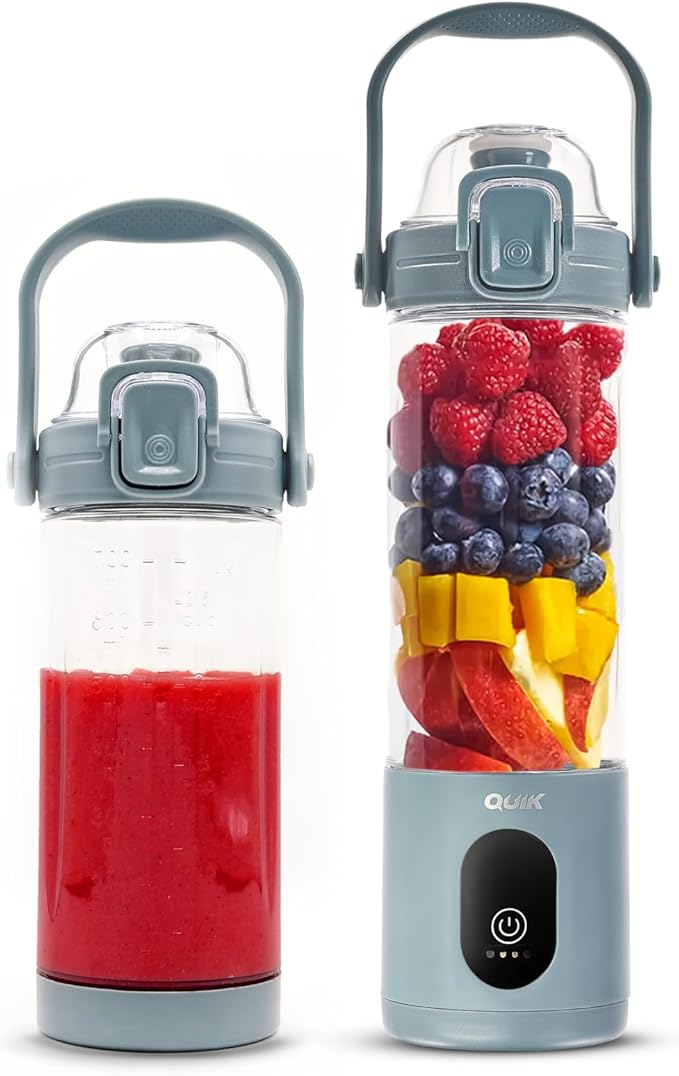 Portable Blender - Cordless 24oz. Personal Blender for Shakes and Smoothies, Licuadora, BPA Free - Ice Crush, Dishwasher safe parts, Waterproof, Triple Batteries, Juicer Cup (Gray)