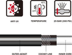 Worth Short Leader Black Garden Hose 5/8 in. x 15 ft. -Brass Aluminum Ends for Household & Yard Use -Medium Duty Durable Flexible Lightweight Water Pipe -Kink Free, No Leaking, Male/Female Fittings