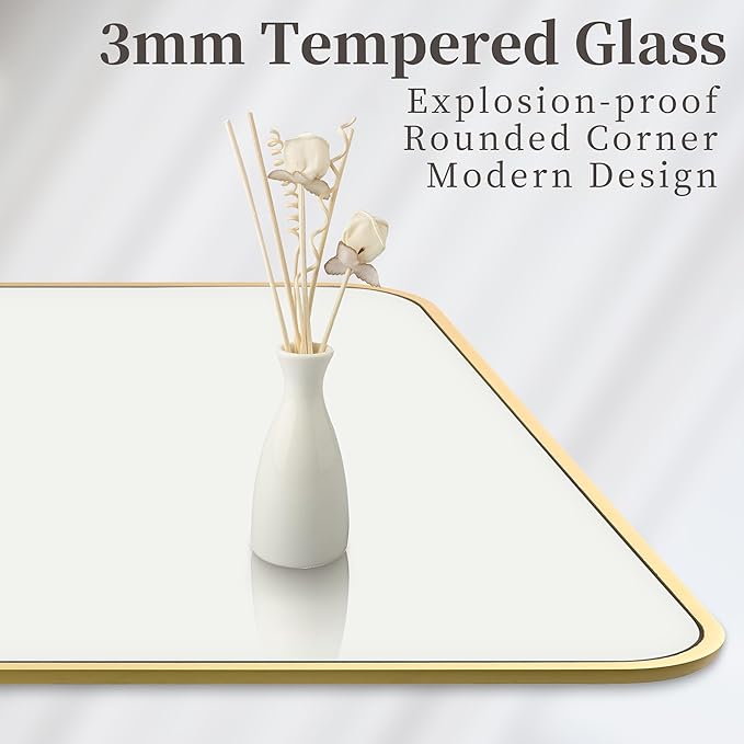 Gold Bathroom Wall Mirror,24 x 36 Inch Rectangle Vanity Modern Mirror with Tempered Glass Mirror for Bedroom, Living Room orEntryway (24x36 Gold)