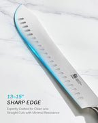 KYOKU 10" Bullnose Butcher Knife, Samurai Series Butcher Knife for Meat Cutting Chopping with Pakkawood Handle, Japanese High Carbon Steel Kitchen Knife for Professional Chef & Cook with Sheath & Case
