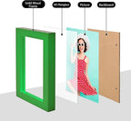 KINLINK 3.5x5 Picture Frame Grass Green, Solid Wood Frames with Plexiglass for Table Top and Wall Mounting, Photo Frames for Horizontal or Vertical Display, 4 Pack