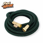 Flexi Hose with 8 Function Nozzle, 25FT - Lightweight Expandable Garden Hose, No-Kink Flexibility, 3/4 Inch Solid Brass Fittings and Double Latex Core - Black and Green