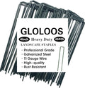4 inch 25 Pack Green Galvanized Landscape Staples 11 Gauge Garden Stakes Pins Anti-Rust Ground Stakes U-Shaped Tent Stakes are Used for Weed Barrier, Irrigation Tubing, Yard Lawn, Landscape Fabric