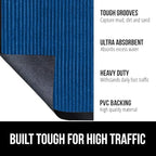GORILLA GRIP Traffic Guard Door Mat, 2 Pack, Heavy Duty Waterproof Doormat, Commercial Office Space Welcome Mats, Stain and Fade Resistant, Low Profile, Strong Rubber Backing, 35x23, Blue