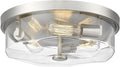 Brushed Nickel Flush Mount Ceiling Light, 3-Light Hallway Light Fixtures, Modern Farmhouse Farmhouse Ceiling Light Clear Glass for Kitchen Porch Entryway Indoor Outdoor