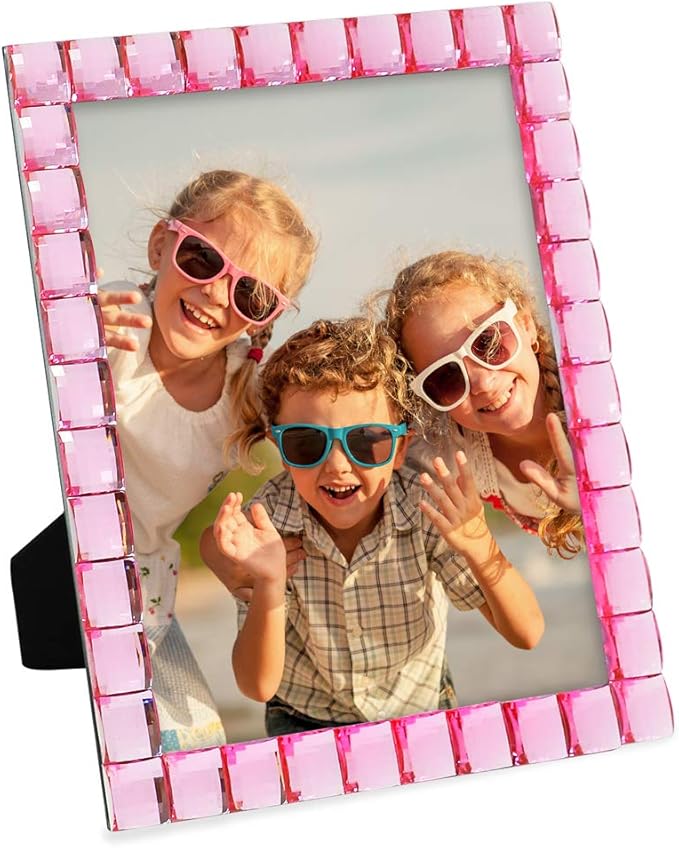 Isaac Jacobs Decorative Sparkling Jewel Picture Frame, Photo Display & Home Décor (8x10, Light Pink)