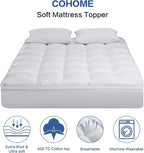 COHOME California King Mattress Topper Extra Thick Cooling Mattress Pad 400TC Cotton Top Plush Down Alternative Fill Pillow Top Mattress Cover with 8-21 Inch Deep Pocket (72x84 Inches, White-Classic)