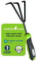 Garden Guru Hand Cultivator Rake Tiller Tool – High Carbon Steel for Ultimate Strength - Rust Resistant – Ergonomic Handle – Great for Gardening Cultivating Loosening Weeding