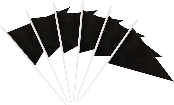 12 Pack Black Pennant Flags Small Mini Hand Held Solid Color Pennant On Sticks Flags with 12.6"Solid Pole & Spear Top,Party Events Celebration,School,Grand Opening,Kids Birthday,Sports Clubs,Flower Pot