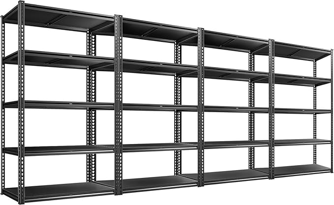 Upgraded 2020LBS Garage Shelving Units, Double Veneer Shelf Board for Waterproof and Anti-scratch, 5-Tier Storage Shelves Heavy Duty, 72" H Adjustable Metal Rack for Kitchen, Basement, Warehouse, 4PCS