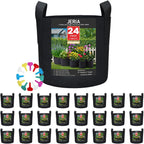 JERIA 24-Pack 3 Gallon Nonwoven Grow Bags, Plant Grow Bags，Heavy Duty Aeration Fabric Pots with Durable Handles, Come with 24 Pcs Plant Labels