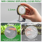 9 Pack 8/7/6 Inch Clear Nursery Pots for Plants with Saucer, Transparent Plastic Plant Pots with Drainage Holes, Sturdy Seedling Starter Pot, Garden Planter Pot for Succulents Flowers Herb Vegetables