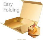 PACKHOME 6 Extra Large Gift Boxes 17.5x11.3x4.3 Inches, Sturdy Shirt Boxes with Magnetic Lids for Clothes and Large Gifts (Glossy Gold)
