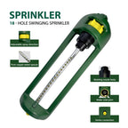 Lawn Sprinkler, 18 Brass Nozzles Garden Water Oscillating Sprinkler for Yard Covers up to 3,600 sq.ft, Heavy Weight Base, Built-in Spray Jet Cleaning Needle, Green, Yellow