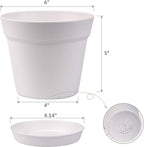 homenote Pots for Plants, 15 Pack 6 Inch Plastic Planters with Multiple Drainage Holes and Trays,Plant Pots for All Home Garden Flowers Succulents (White)